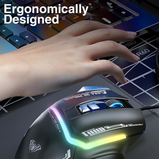 AULA S12 Pro Wired RGB Gaming Mouse White/Gray