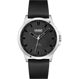 HUGO Steel and Leather Strap Casual Watch