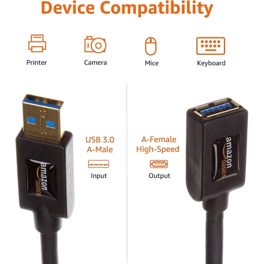 Amazon Basics USB-A 3.0 Extension Cable, 4.8Gbps