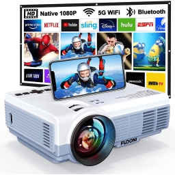 Projector with WiFi and Bluetooth, 5G WiFi Native 1080P 10000L 4K Supported