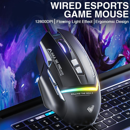 AULA S12 Pro Wired RGB Gaming Mouse White/Gray