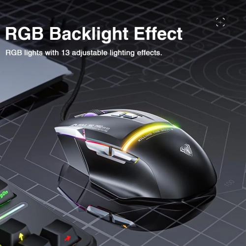 AULA S12 Pro Wired RGB Gaming Mouse White/Gray