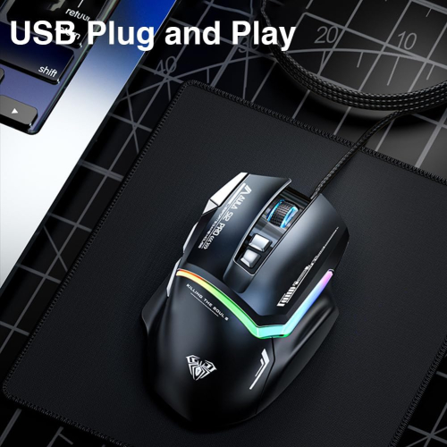 AULA S12 Pro Wired RGB Gaming Mouse White/Gray