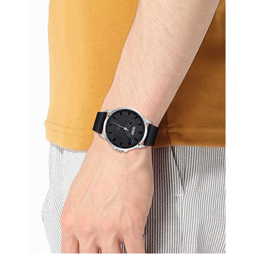 HUGO Steel and Leather Strap Casual Watch