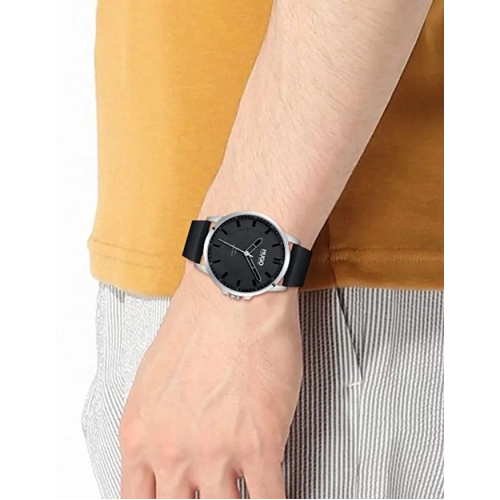 HUGO Steel and Leather Strap Casual Watch