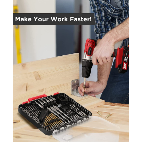 AVID POWER Drill Bit Set 100 Pieces High Speed Steel Titanium Drill