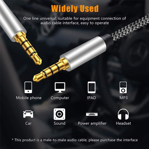 Tan QY Male to Male Audio Cable 3.5mm
