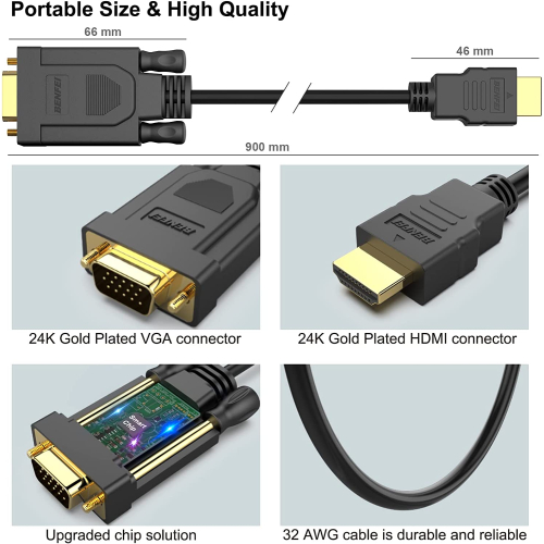 HDMI to VGA 3 Feet Cable