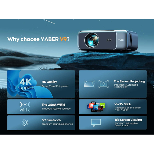  YABER Pro V9 4K Projector with WiFi 6