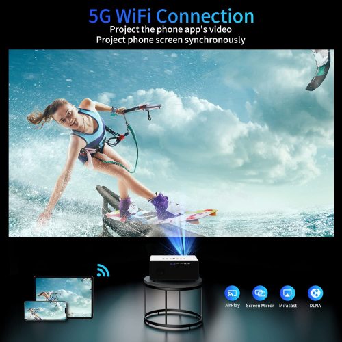 4K Projector with WiFi and Bluetooth,1000ANSI 1080P
