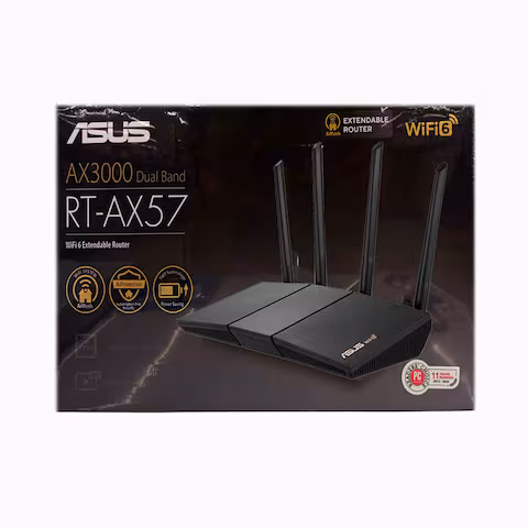  Asus RT-AX57 AX3000 Dual Band WiFi 6 Extendable Router Black